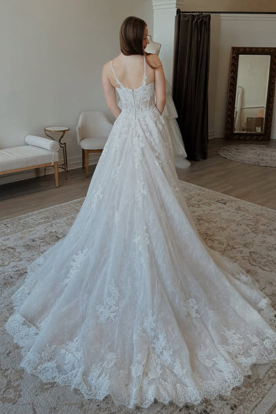 Fairy A Line Sweetheart Tulle Wedding Dress with Lace DM16021110