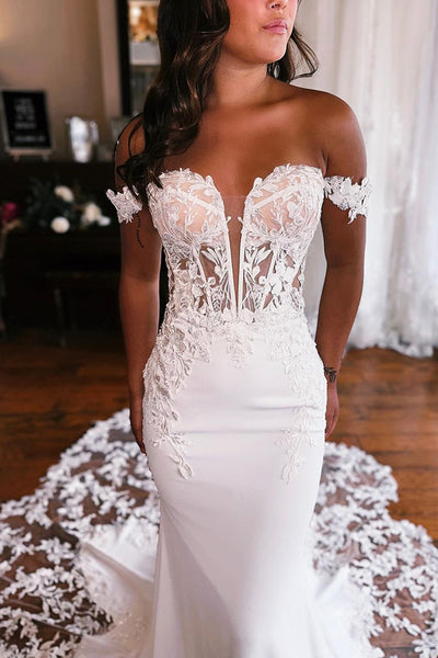 Fashion Mermaid Sweetheart Wedding Dresses with Appliques DM102409