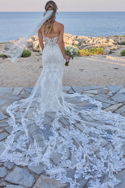 Sheath Off the Shoulder Tulle Lace Wedding Dresses DM26102804