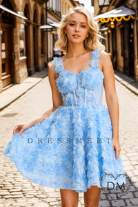 A-Line Sweetheart 3D Flowers Short Homecoming Dresses DM24072202