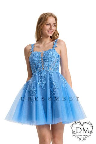 Pretty Sweetheart Sparkle Tulle A-Line Short Homecoming Dresses DM24072108