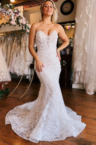Mermaid Sweetheart Lace Wedding Dresses with Train MD100202