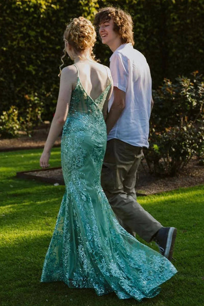 Mermaid Green Long Prom Dress With Slit MD112507
