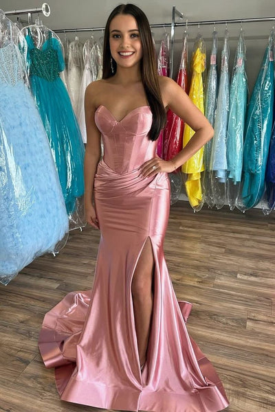 Sweetheart Mermaid Fuchsia Prom Dress with Slit DM25010410-3