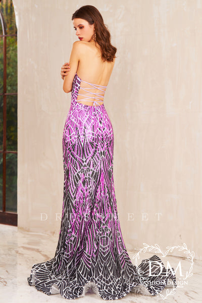 Purple Sweetheart  Sequin Mermaid Long Prom Dresses MD4010709