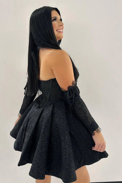 Amazing A Line Sweetheart Black Corset Homecoming Dress MD091312