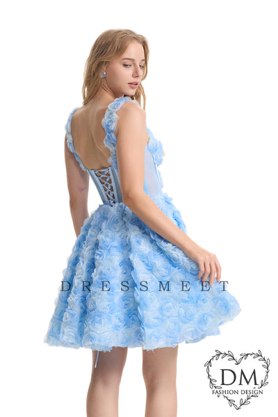 Lovely Sweetheart 3D Flowers A-Line Short Homecoming Dresses DM24072103