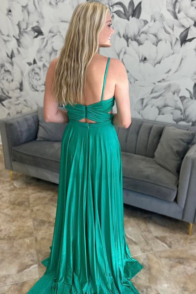 Emerald Green Pleated A-Line Formal Dress MD112703