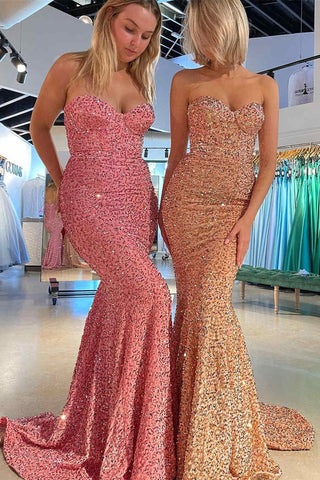 Sweetheart Mermaid Sequined Long Prom Dress MD121809