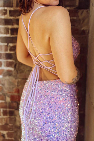 Sparkly Lilac Mermaid Long Prom Dress With Slit MD112508