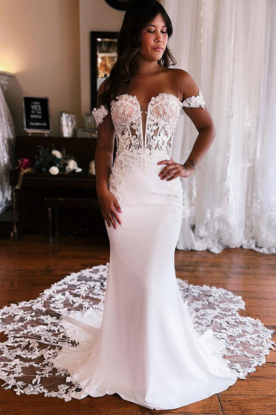 Fashion Mermaid Sweetheart Wedding Dresses with Appliques DM102409