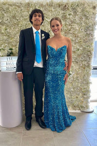 Charming Mermaid Blue Sequins Long Prom Dress MD4021803