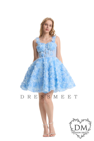 A-Line Sweetheart 3D Flowers Short Homecoming Dresses DM24072202