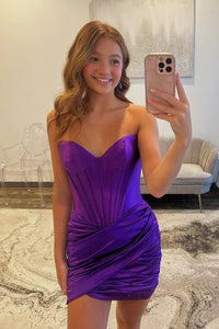 Cute Bodycon Sweetheart Purple Homecoming Dress DM062106