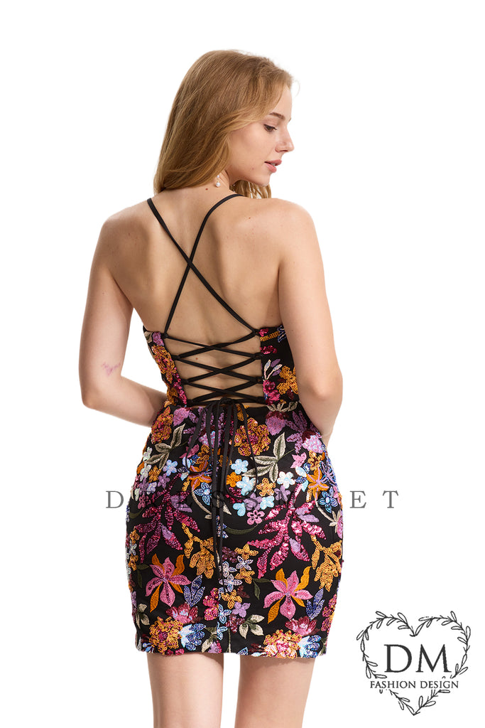 Bodycon Sweeteart Black Sequin Embroidery Short Homecoming Dresses DM24072105 Dressmeet Bodycon Sweeteart Black Sequin Embroidery Short Homecoming Dresses DM24072105 Dressmeet