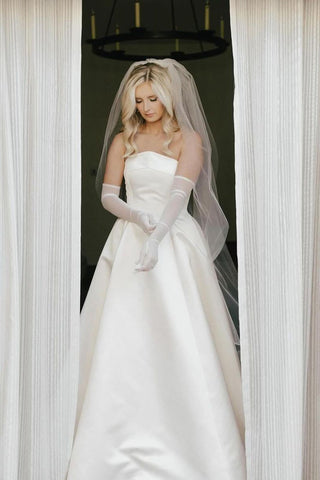A-Line Satin Strapless Wedding Dress MD4051604