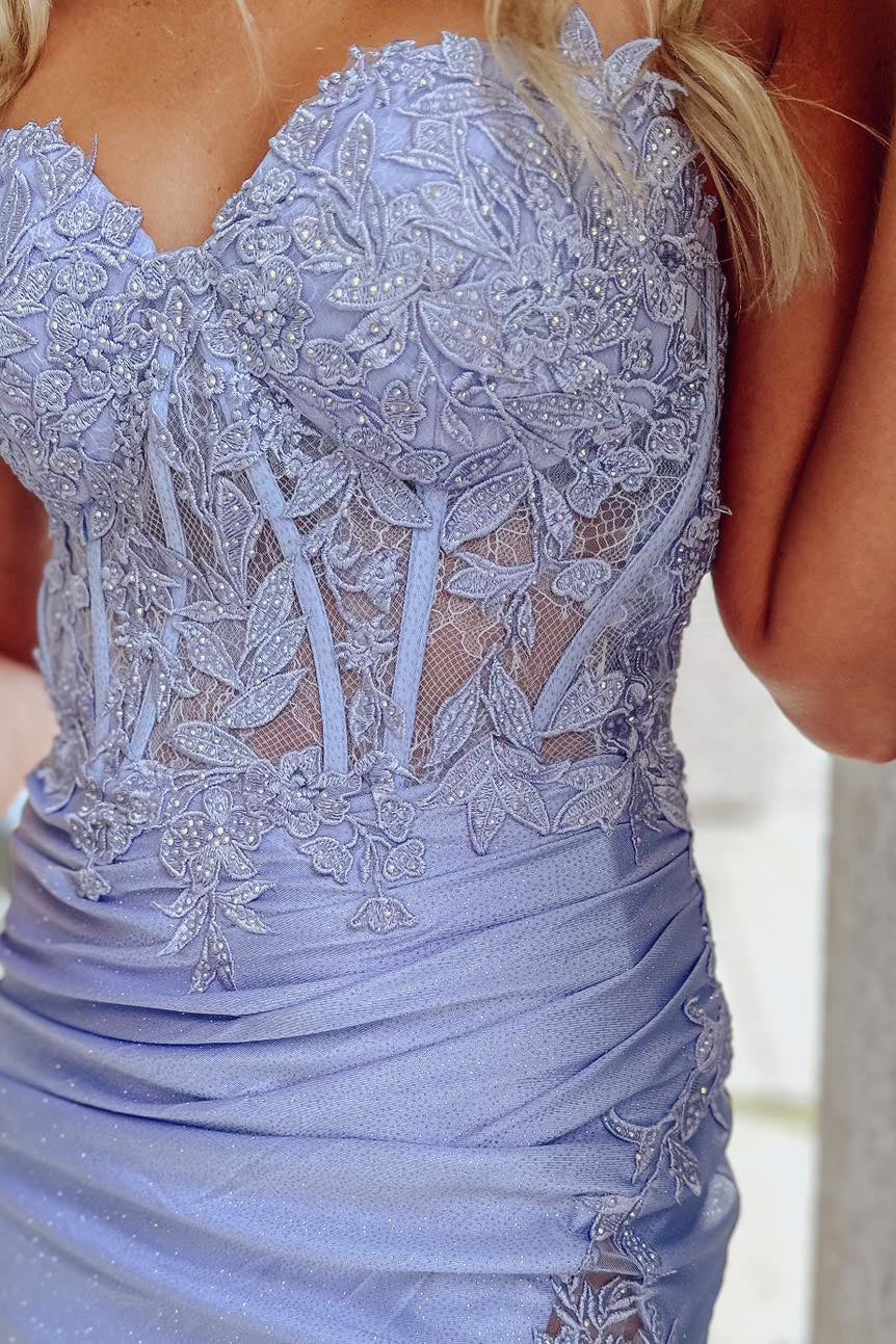 Lavender Sweetheart Lace Appliques Bodycon Homecoming Dresses MD090509   Dressmeet