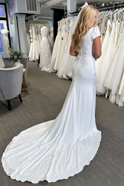 Mermaid Square Neck Satin Wedding Dresses MD4010604