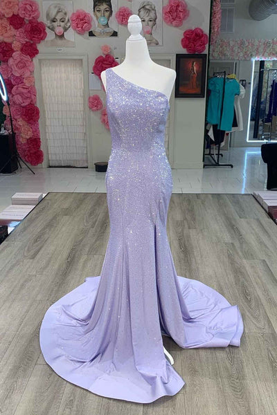 Elegant One Shoulder Long Prom Dress with Rhinestones MD121901